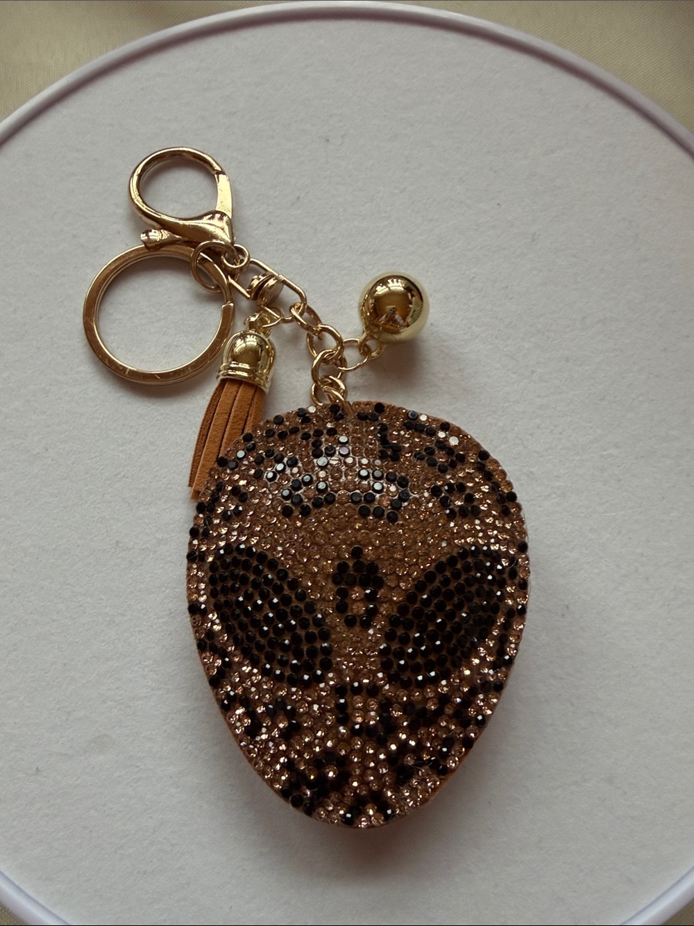 Gold Crystal Alien Keychain Bag Charm -